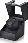 Automatic Single Watch Winder in Black Fiber Leather - Quiet