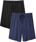 Mens Bamboo Rayon Pajama Shorts - Soft Breathable Lounge 2 Pack