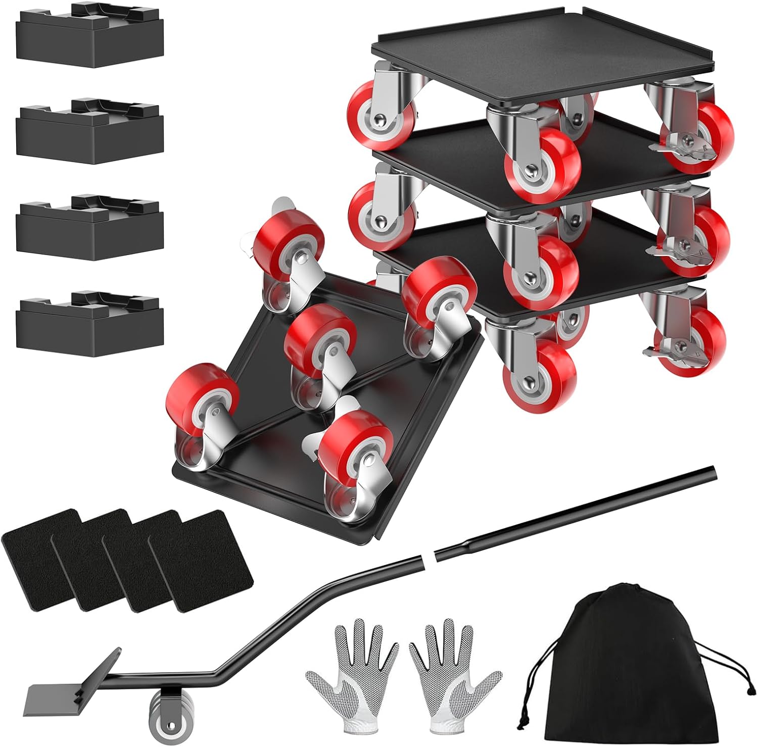 Heavy Duty 1500LBS Furniture Dolly with 5X 360 Wheels for Easy Moving