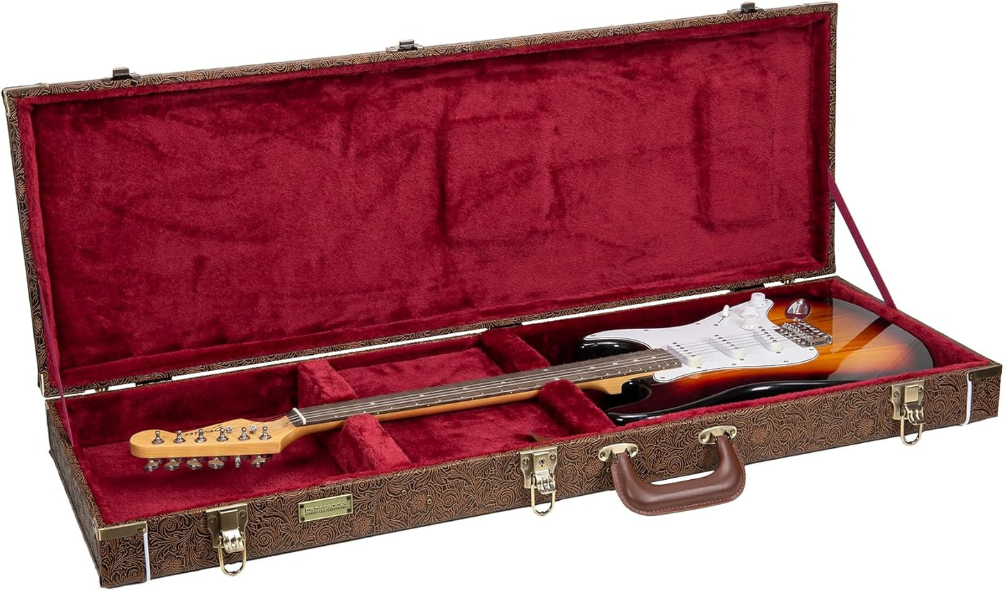 Crossrock Designer Electric Guitar Case | Luxe Burgundy Interior