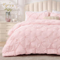 BEDELITE Baby Pink King Size Comforter Set - Soft Floral Pintuck King