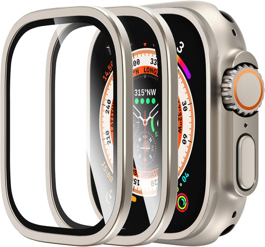 Ultimate Protection: Apple Watch 2-Pack - 9H Tempered Glass + Titanium Frame