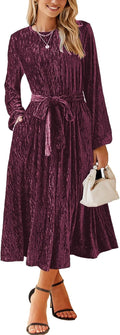 Sophisticated Women's Velvet Party Dress with Lantern Sleeves