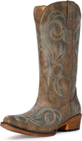 IUV Cowboy Boots For Women Mid Calf Cowgirl Boots Pointy Toe