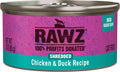 Rawz Natural Shredded Canned Cat Wet Food - Grain Free Chicken & Duck