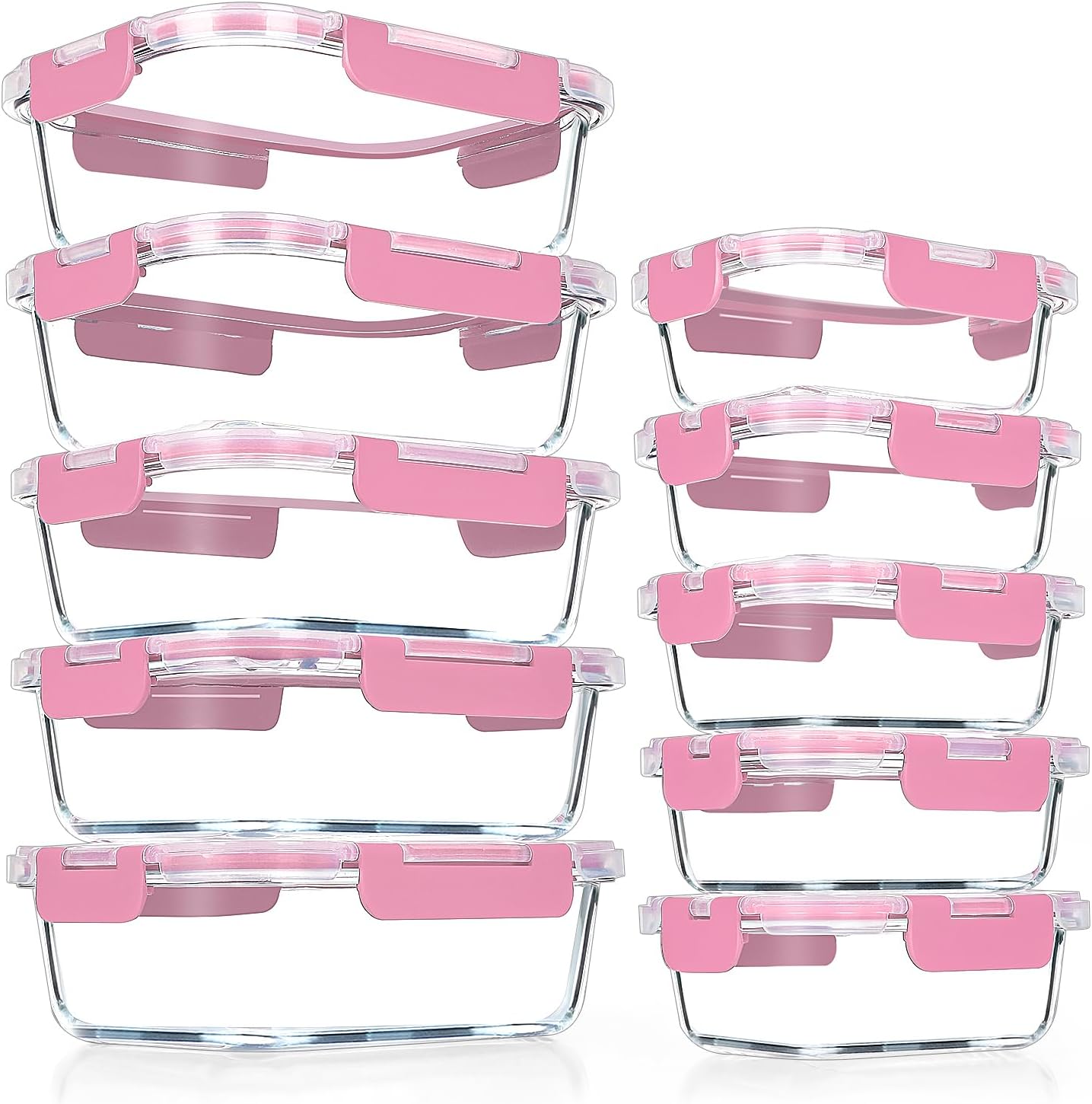10 Pack Glass Meal Prep Containers for Fresh Food Storage