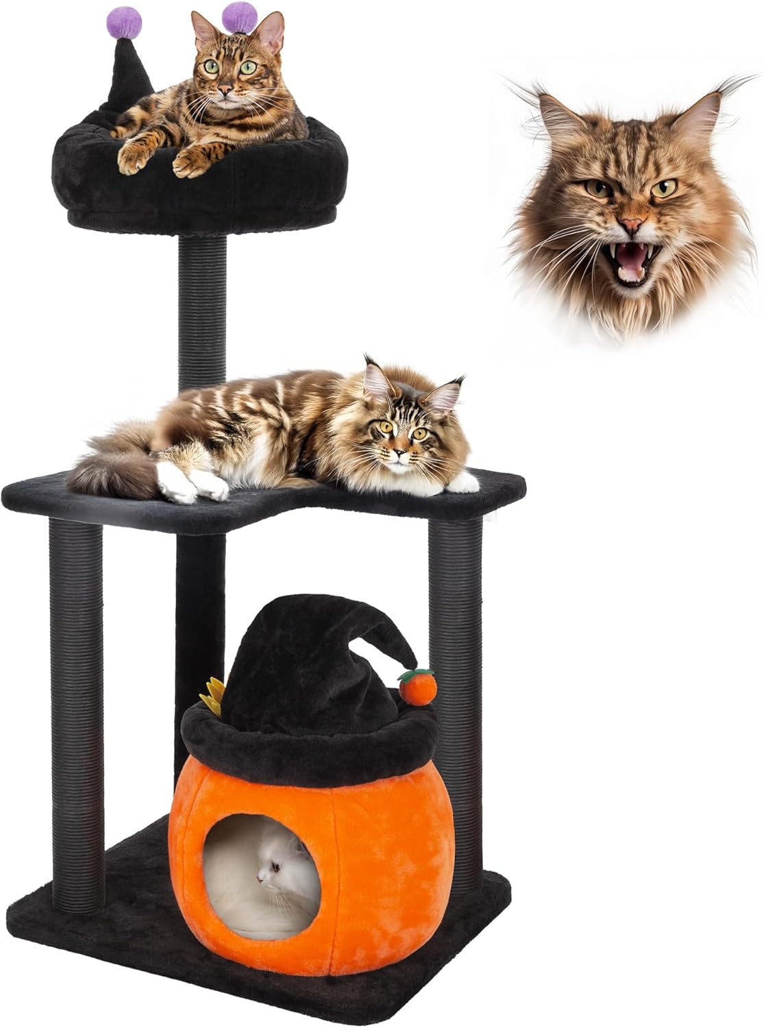 Gothic Cat Tree for Indoor Cats with Scratching Posts and Condo