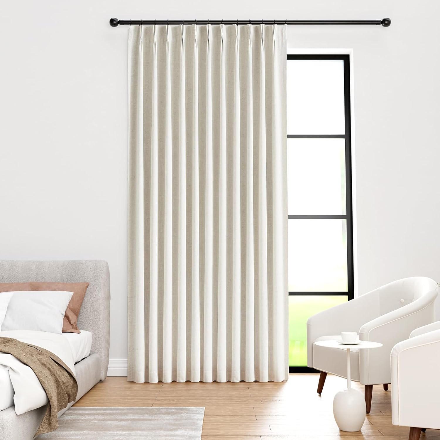 Natural Pinch Pleated Full Blackout Curtains for Any Room