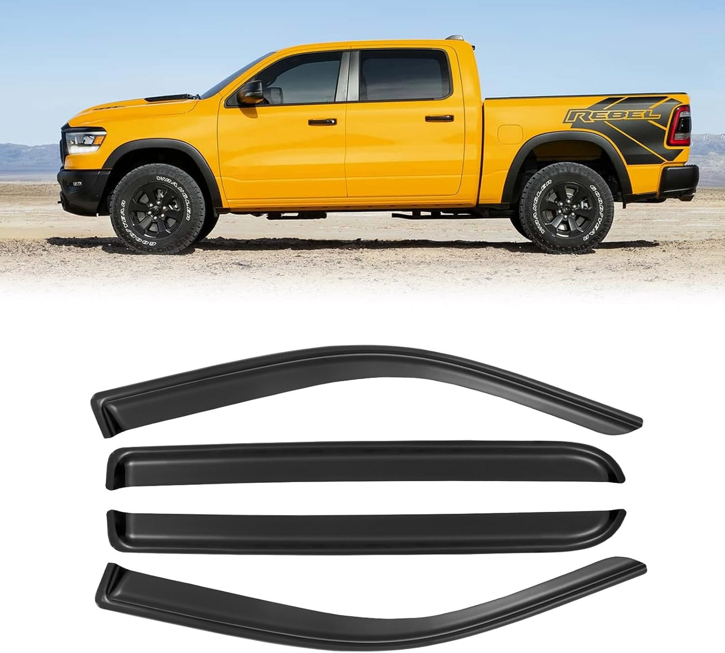 Window Rain Guards for 2019-2025 Dodge Ram 1500 Crew Cab