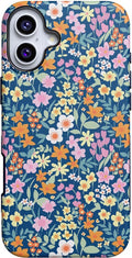 Casely iPhone 16 Case Full Bloom Navy Floral - Bold Protective Design