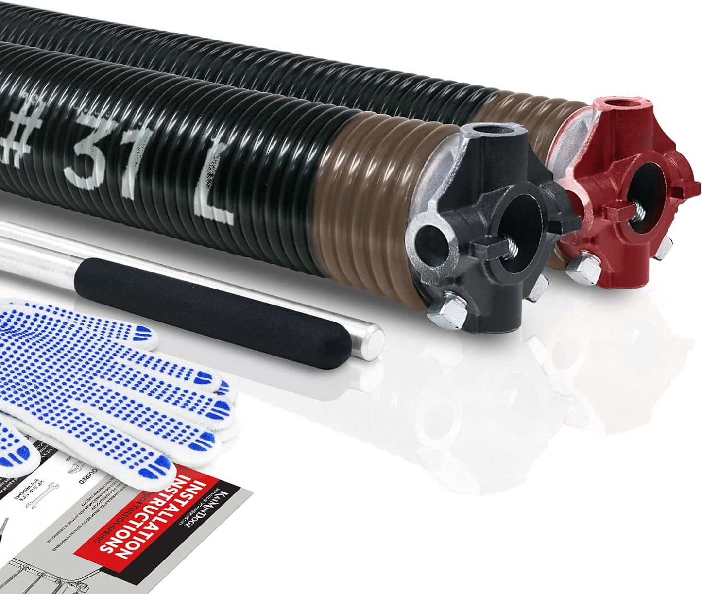 Garage Door Torsion Springs Set with Non-Slip Winding Bars & Gloves