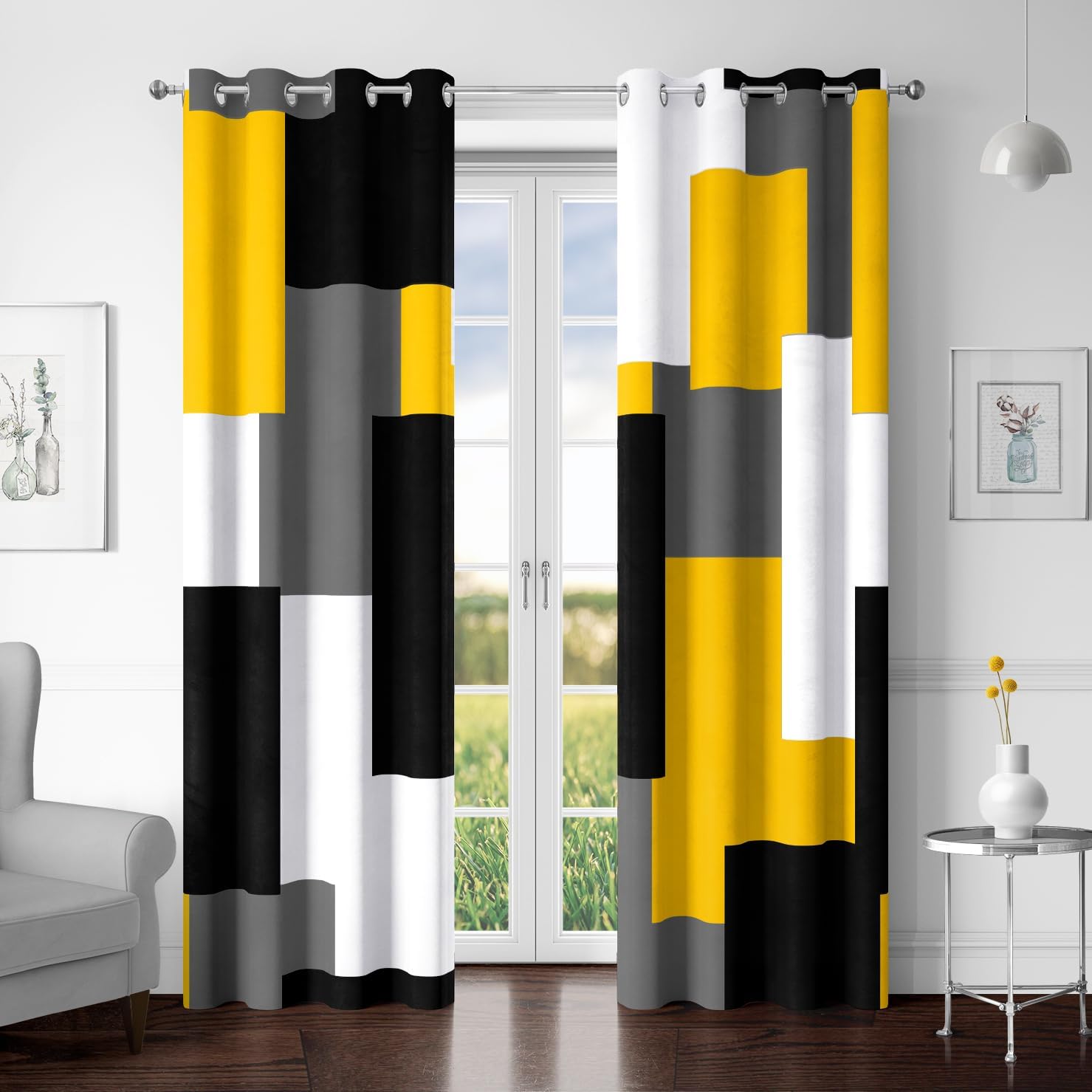 Yellow 100% Blackout Curtains for Bedroom with Modern Design