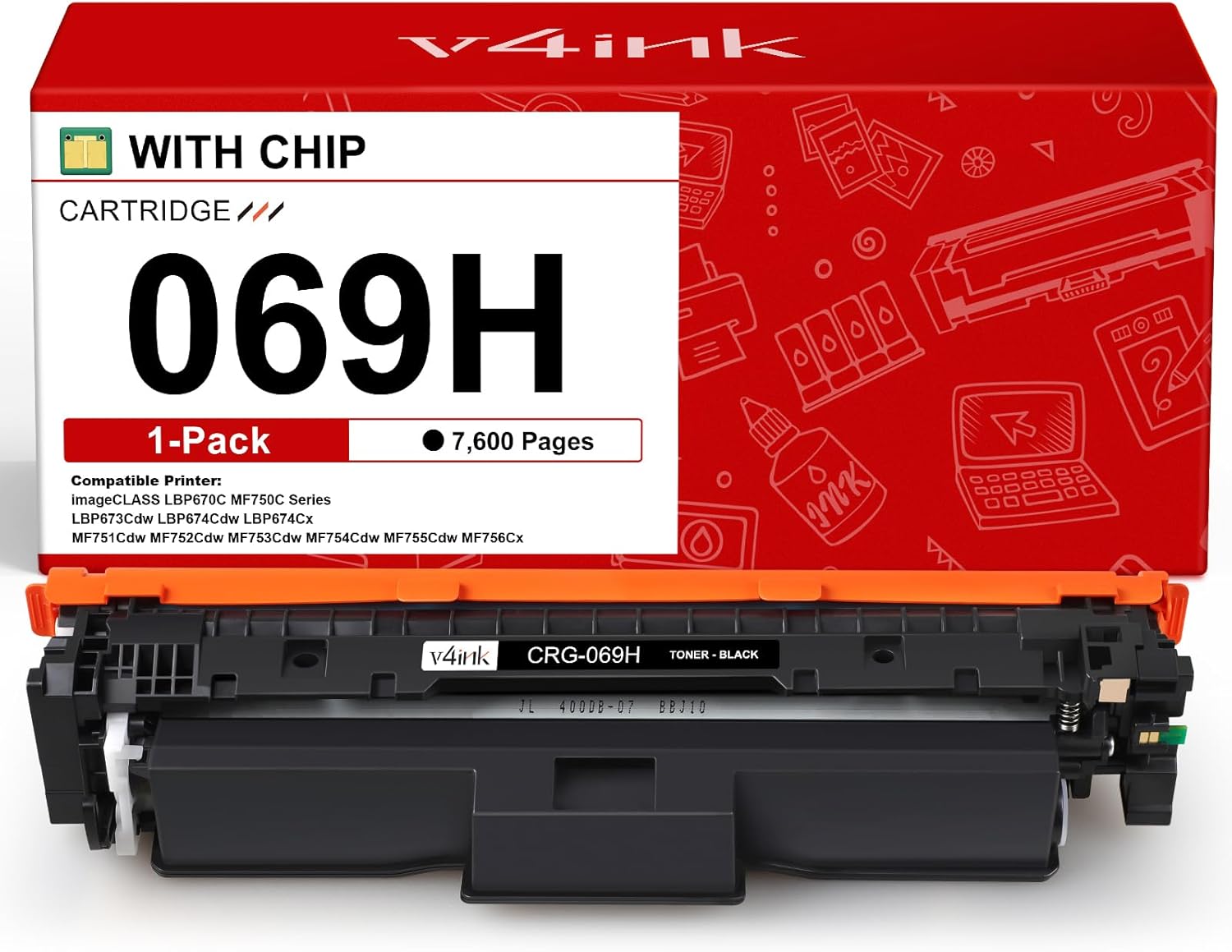 v4ink 069H Black Toner Cartridge for Canon Printers - High Yield