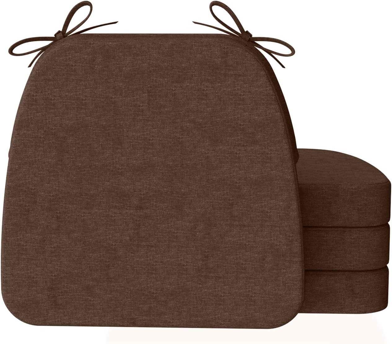 D-Shaped Chair Cushions for Dining, 2 Thick, Set of 4 Brown