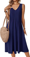 Zeagoo Women Summer Casual Midi Swing Tank Dress with Pockets