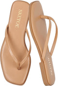 Flip Flops for Women Square Toe Flat Sandals - Comfortable Vegan Shoes