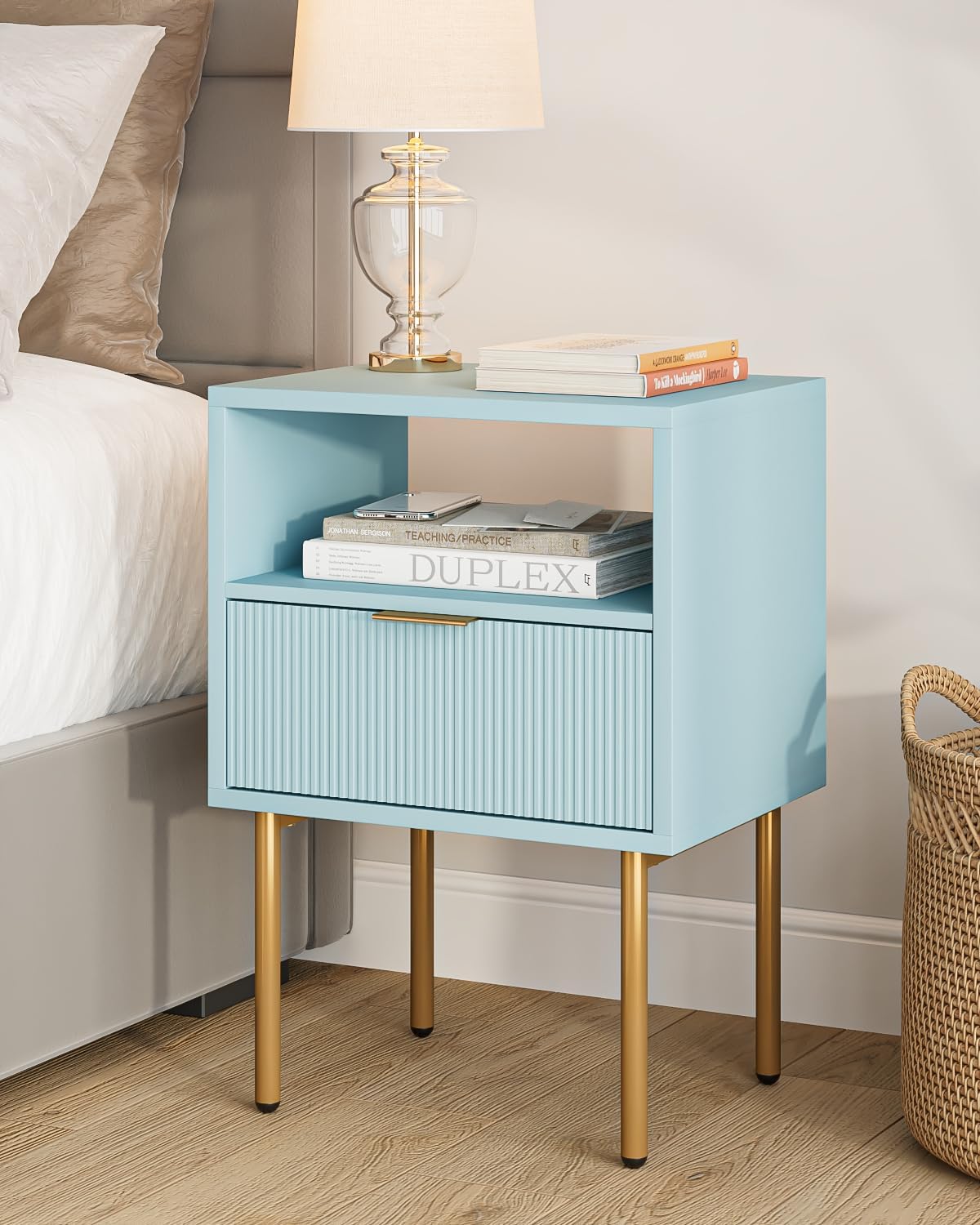 Masupu Night Stand - Modern Bedside Table with Storage Drawer
