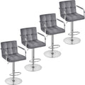 Velvet Bar Stools Set of 4 Adjustable Counter Height Stools - Cozy