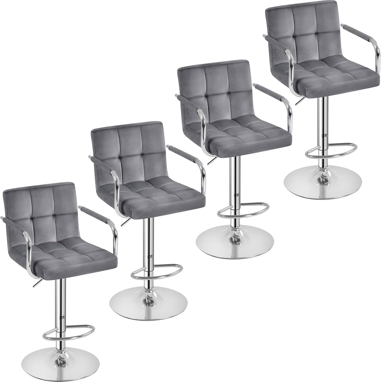 Yaheetech Velvet Bar Stools Set of 4 for Kitchen Island Use