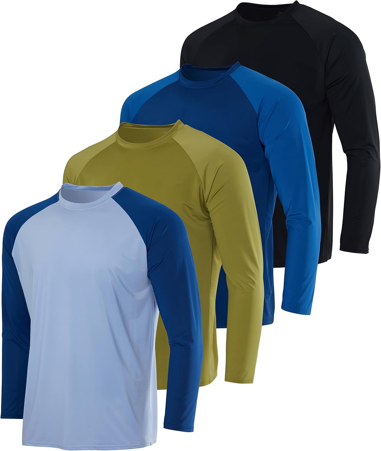 Real Essentials 4 Pack Long Sleeve Rash Guard for Men