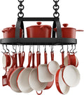 KES Ceiling Pot Rack 34-Inch Oval Hanging Pot Rack - Heavy-Duty