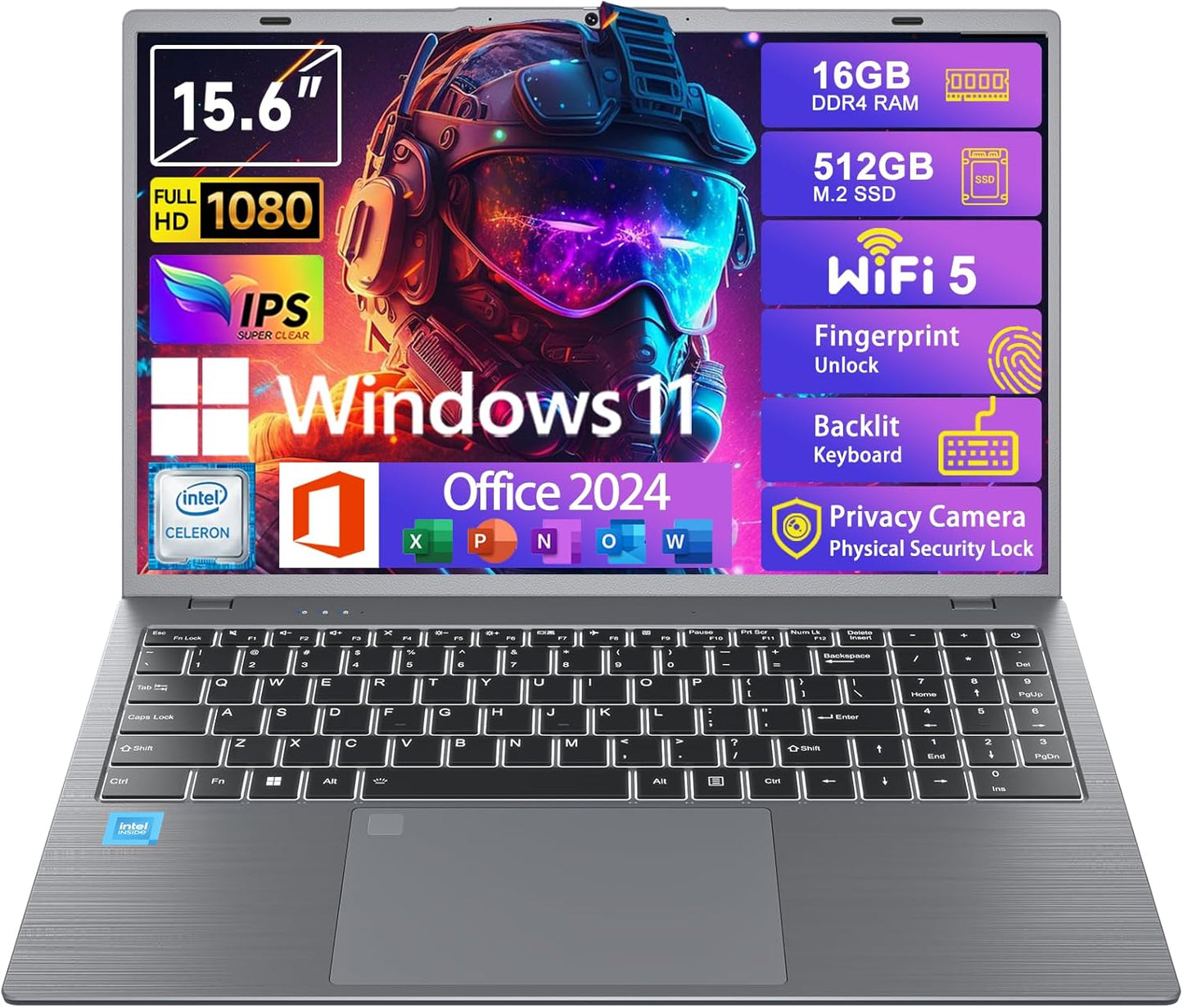 Windows 11 Intel Laptop with 15.6in HD Display and 16GB RAM