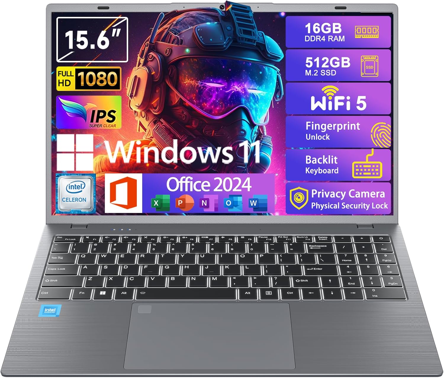 Windows 11 Intel Laptop with 15.6in HD Display and 16GB RAM