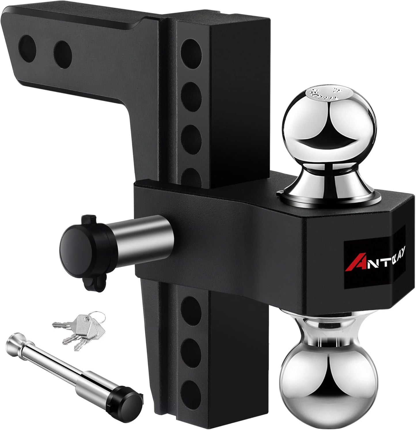 Adjustable Trailer Hitch for 2-Inch Receiver with Dual Ball