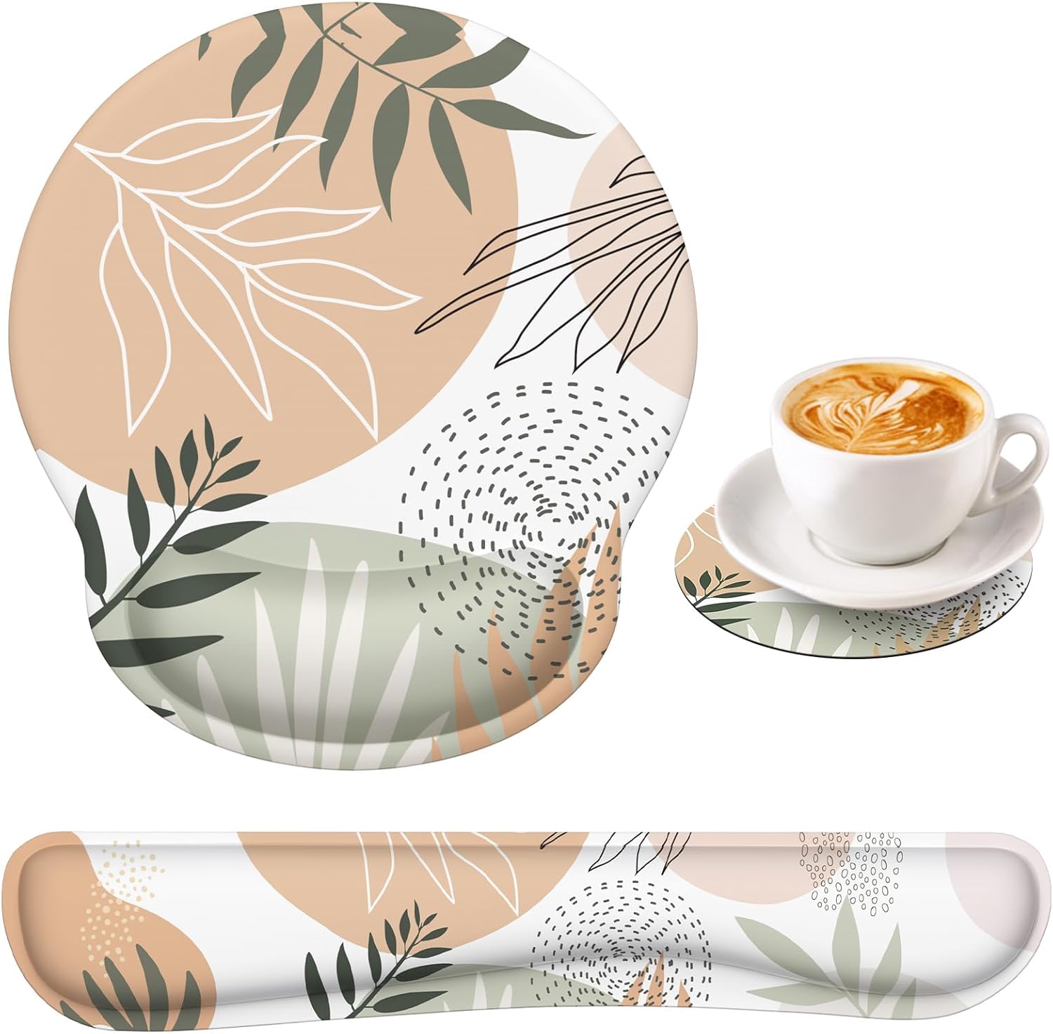 iLeadon Tropical Leaves Wrist Rest Set - Pain Relief & Easy Typing