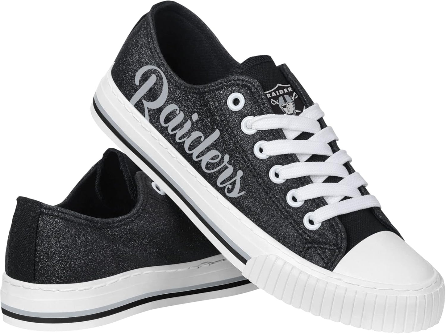 FOCO Women's NFL Team Logo Glitter Low Top Canvas Sneakers