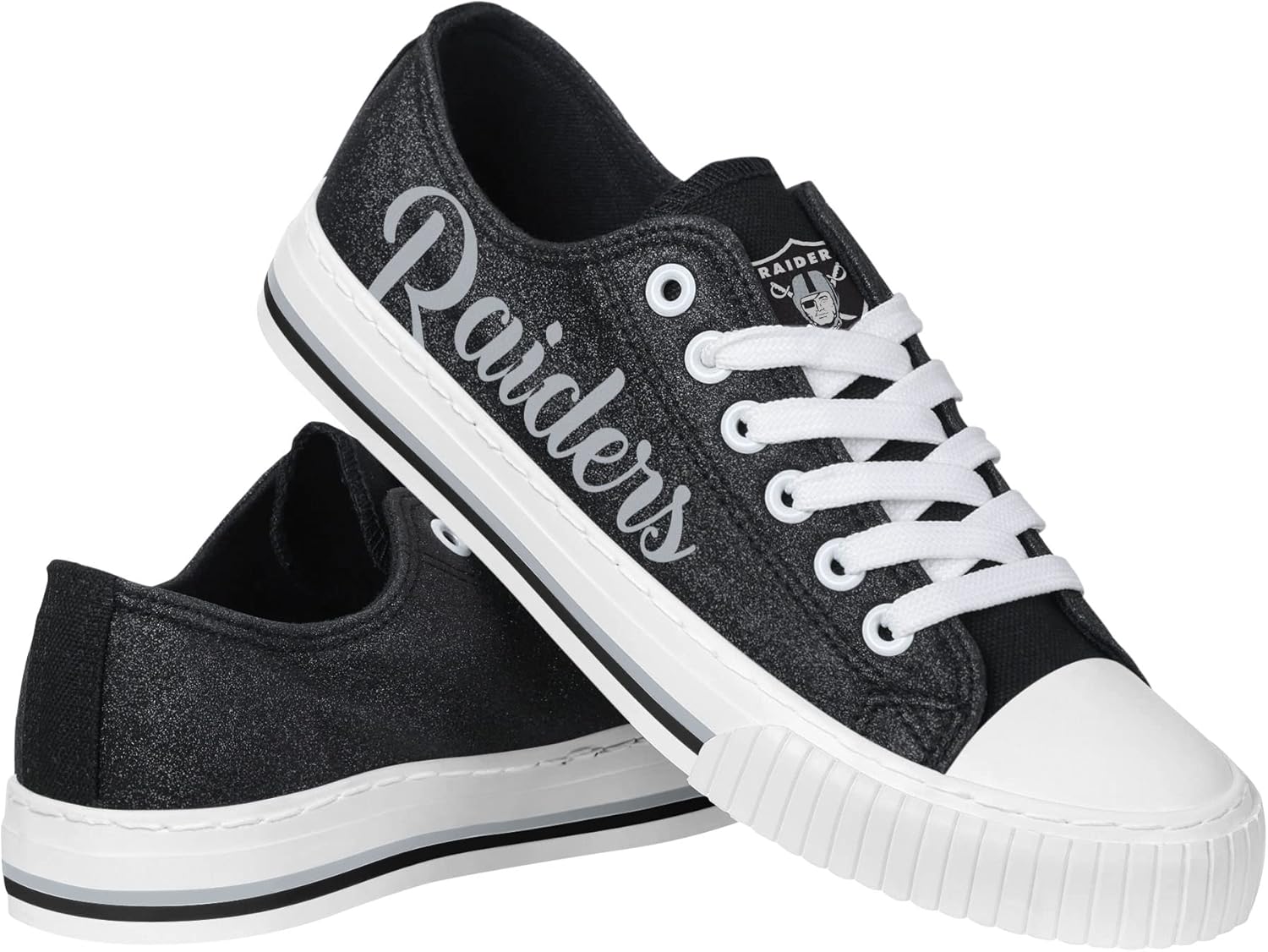 FOCO Women's NFL Team Logo Glitter Low Top Canvas Sneakers