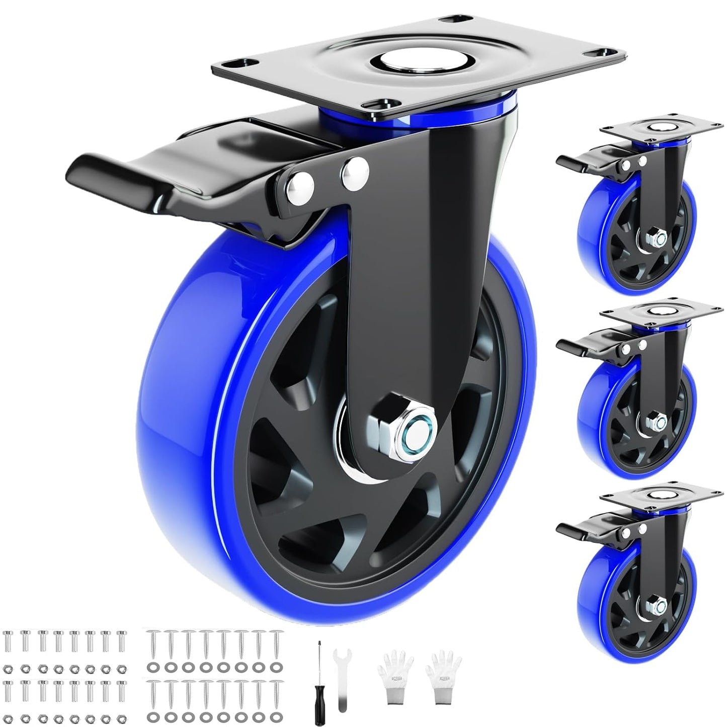 6 Inch Swivel Caster Wheels Set of 4 Heavy Duty with Brakes