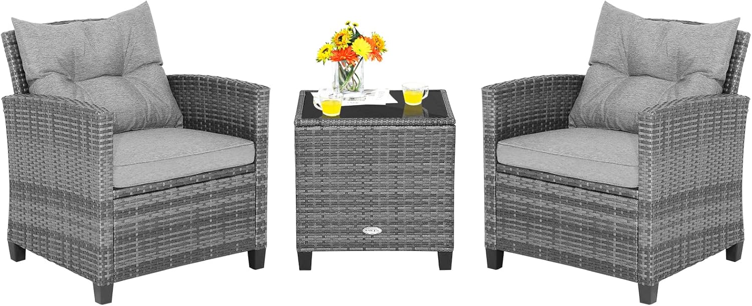 Tangkula 3 Pieces Patio Furniture Set for Outdoor Relaxation