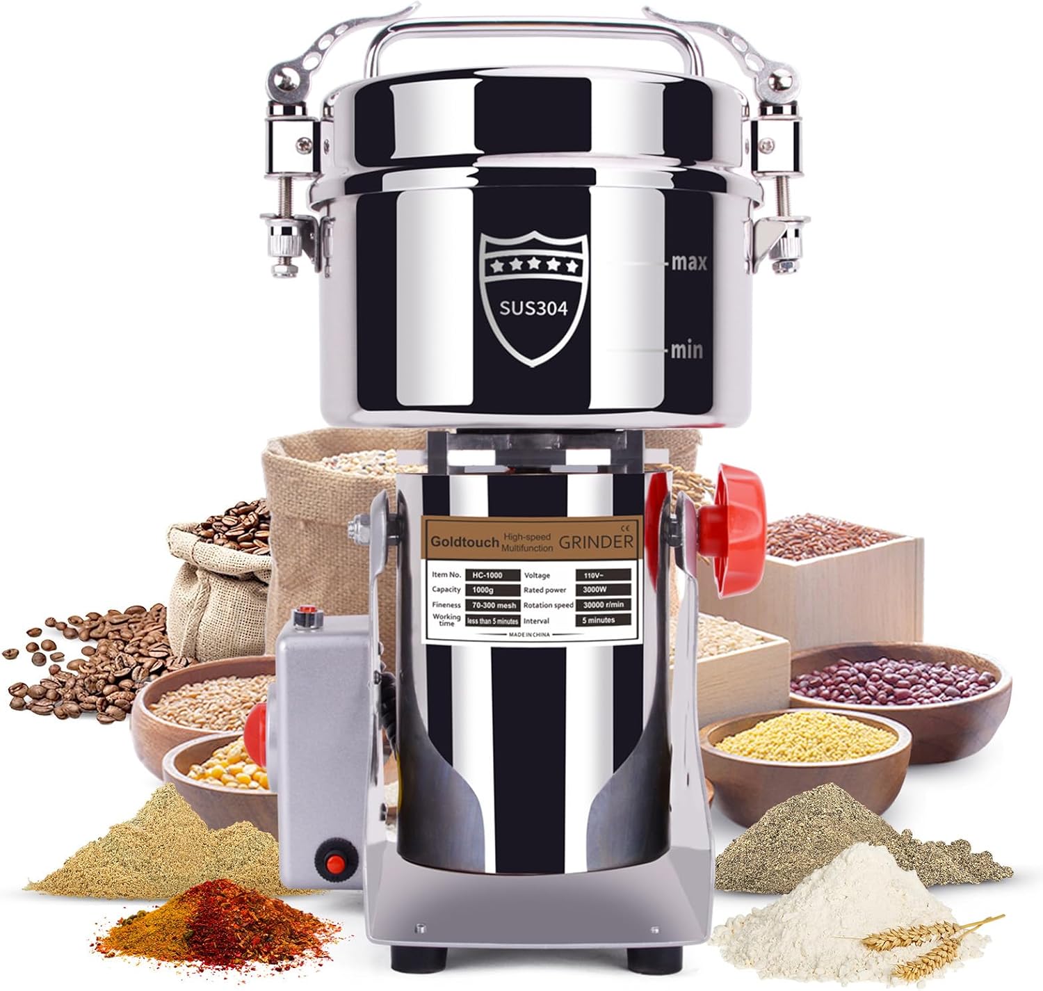 Goldtouch 1000g Grain Mill Grinder for High-Speed Grinding