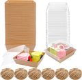 Charcuterie Boxes 200 Pack with Clear Lids and Rope - Compact 4in