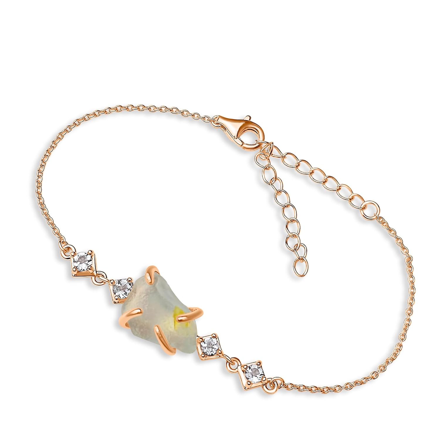 Raw Blue Topaz Chain Bracelet for Birthstone Gift on Any Occasion