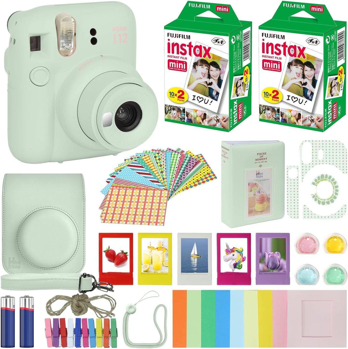 Fujifilm Instax Mini 12 Mint Green Camera Bundle