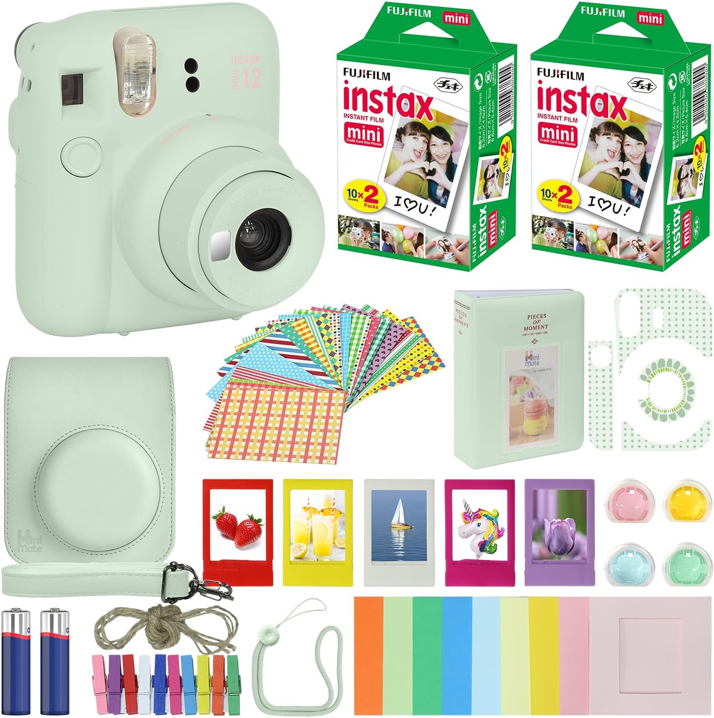 Fujifilm Instax Mini 12 Mint Green Camera Bundle