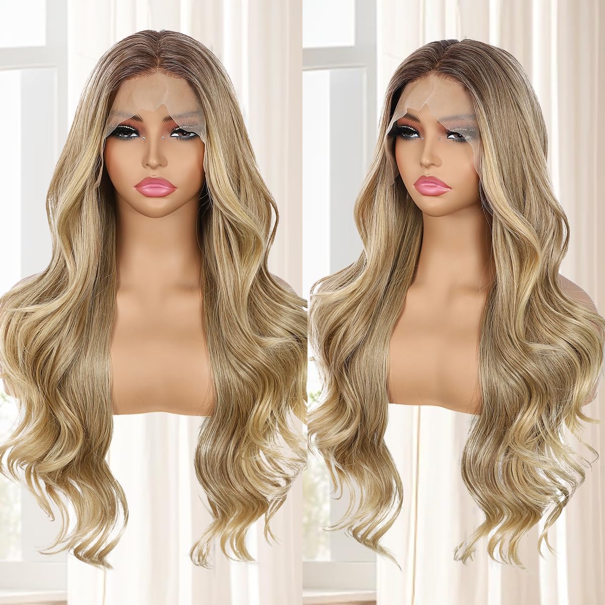 Blonde Lace Front Wig for Women 13x4 Body Wave Synthetic Wigs