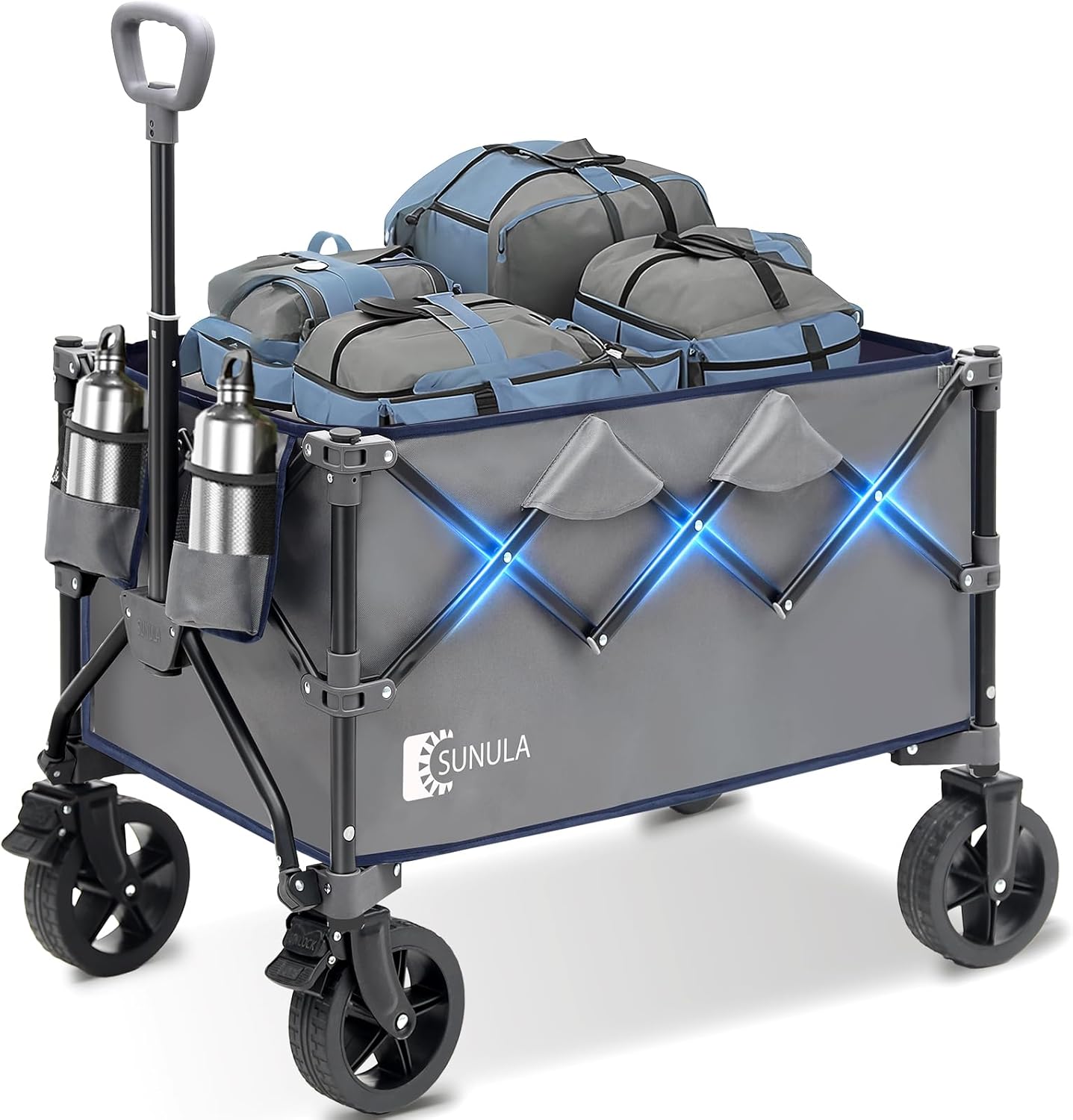 Collapsible Foldable Wagon Cart with Big All-Terrain Wheels