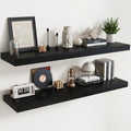 Floating Shelves 55in Oak Set of 2 with Invisible Black Brackets