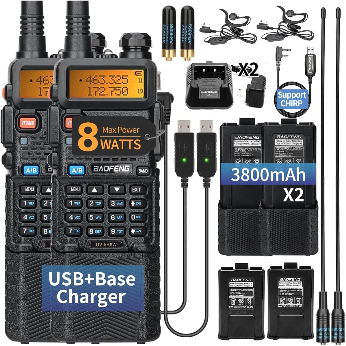 Baofeng UV-5R Radio Handheld Walkie Talkies for Long Range Use