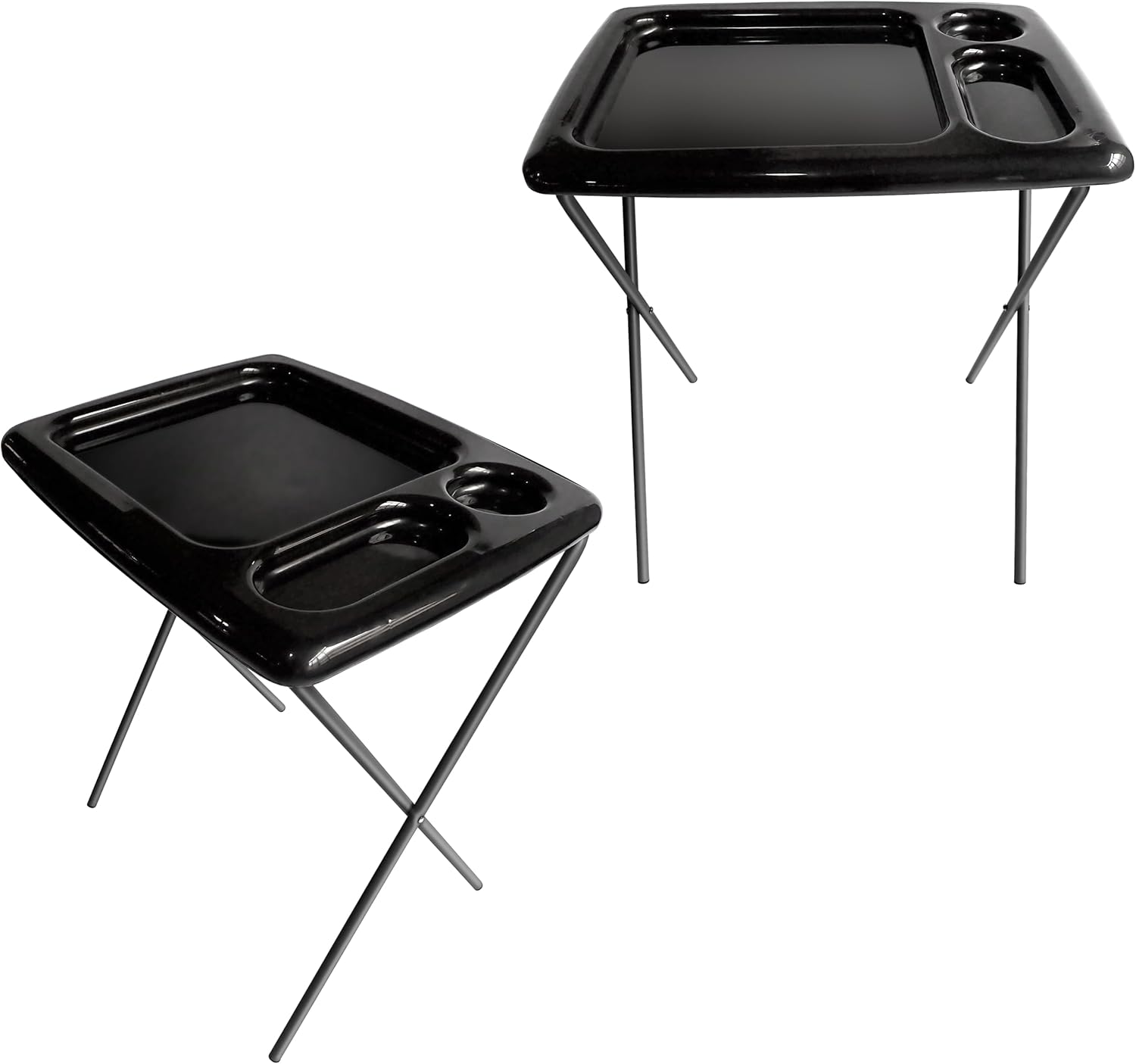 Portable Folding TV Tray Tables - Set of 2, Black - Indoor-Outdoor Versatility