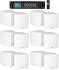 Rockville Commercial 6-Zone Bluetooth Amp with 12 White Cube Speakers