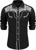 COOFANDY Men's Western Shirts Long Sleeve Embroidered Cowboy Style