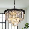 Black Crystal Chandeliers Modern 20in Dimmable 9-Light Round