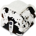 Cow Print Heated Throw Blanket with 10 Heat Levels for Comfort