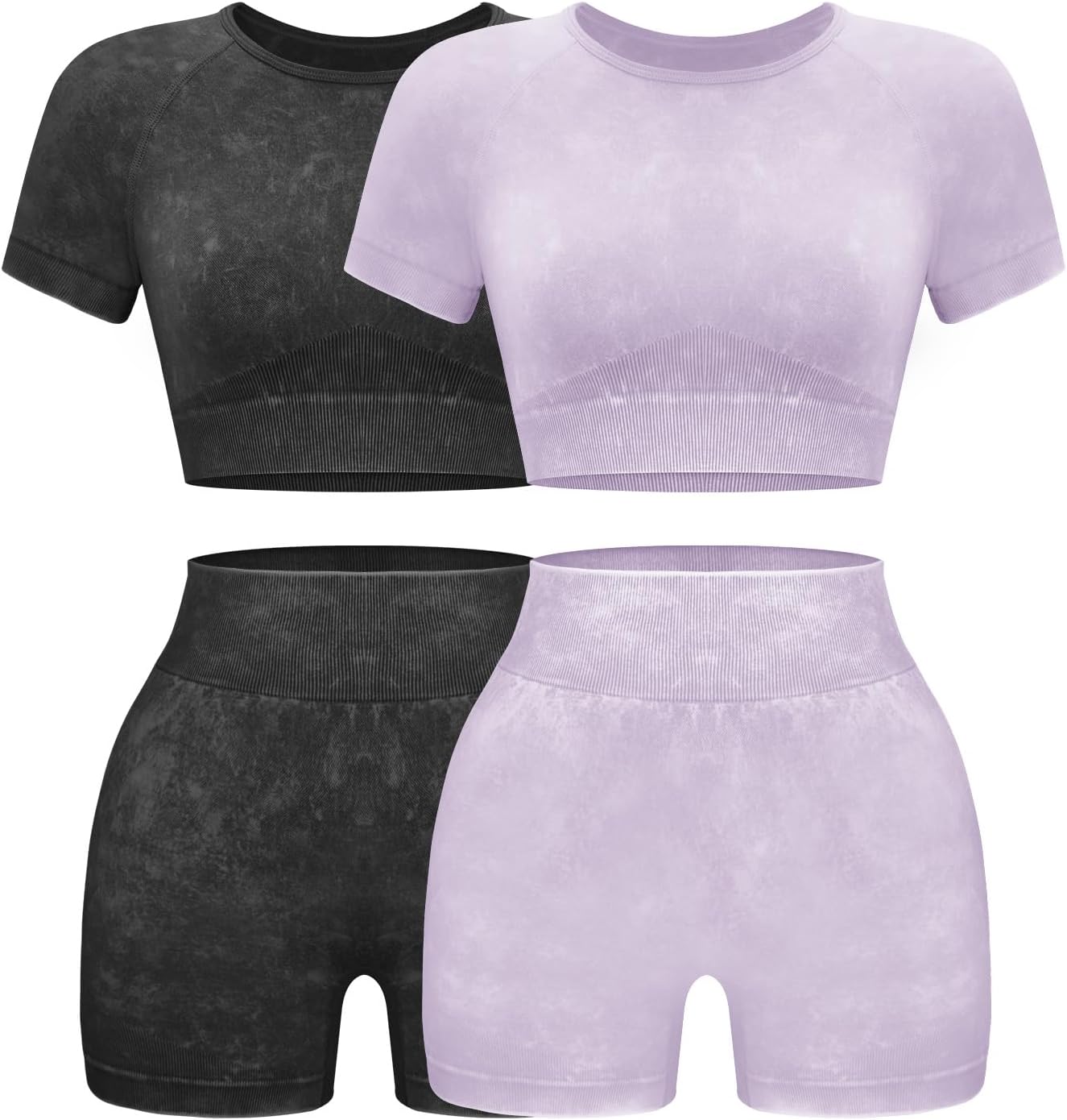 OLCHEE Womens Workout Sets - Seamless Acid Wash Yoga Outfits