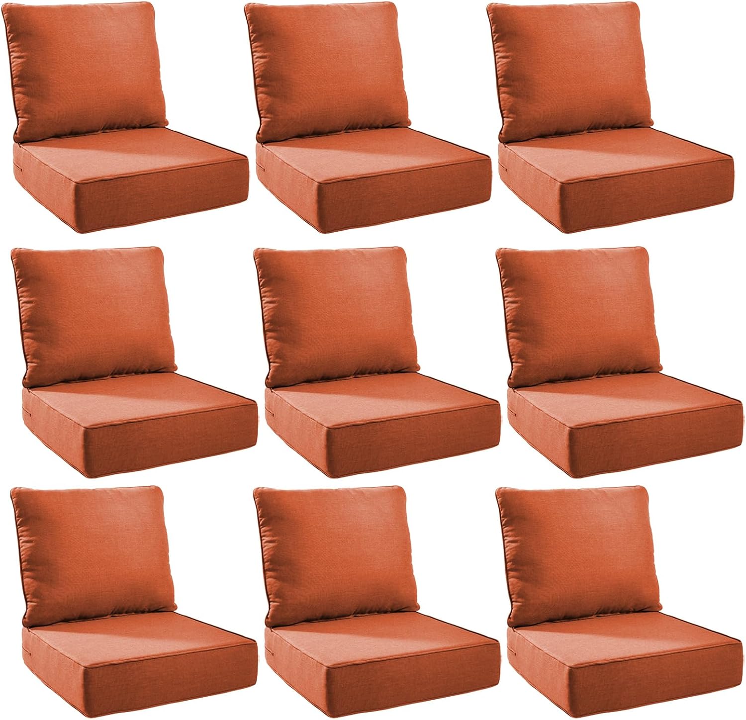Outdoor Cushion Set for Patio Furniture - 9-Pack 24x24 in Cushions