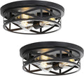 13 inch Black Flush Mount Ceiling Light Fixtures - Modern 2 Pack